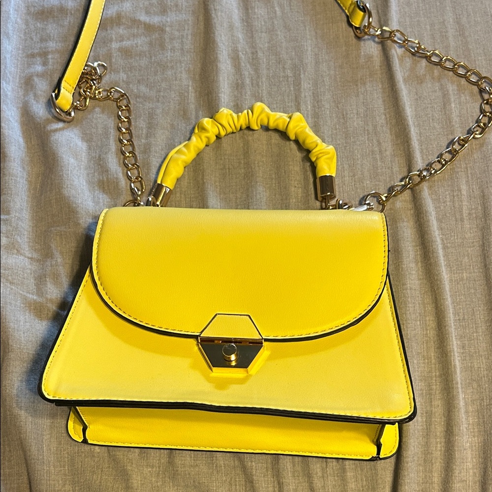 T.J.Maxx Yellow Mini Bag with Gold Chain